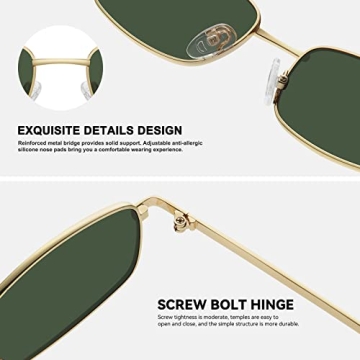 Fozono 90s Retro Rectangle Sunglasses with UV400 Protection