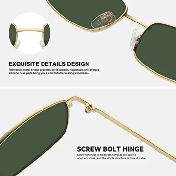 Fozono 90s Retro Rectangle Sunglasses with UV400 Protection