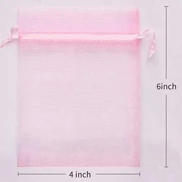 Akstore 100PCS 4x6inch Drawstring Organza Favor Pouches - Elegant Party Bags