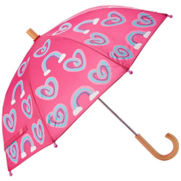 Hatley Girls' Printed Umbrella with Twisty Rainbow Hearts