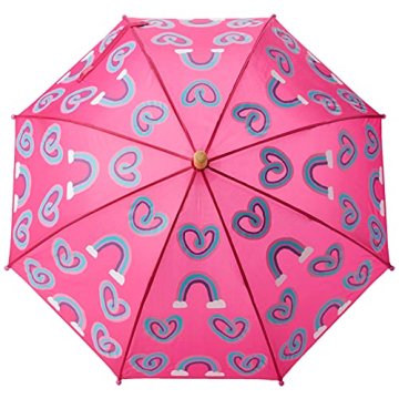 Hatley Girls' Printed Umbrella with Twisty Rainbow Hearts