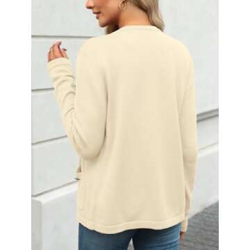 LILLUSORY Women Classic Cardigan Sweaters with Patch Pockets Business Fall Outfits 2025 Office Trendy Clothes Apricot S