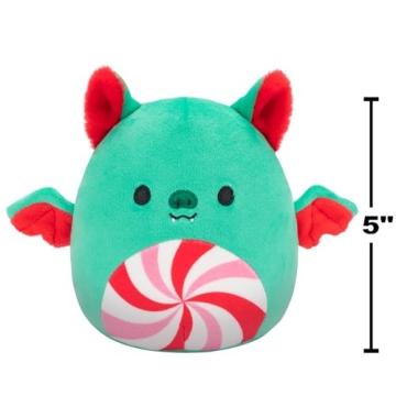 Squishmallows Original 5-Inch Holiday 4-Pack – Ethel Hot Chocolate, Floyd French Fries, Keiko Blue Christmas Tree, Ricardo Peppermint Bat – Official Jazwares Plush (Little)