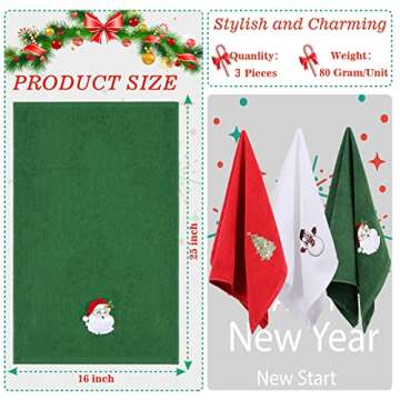 BYAWAY Christmas Hand Towels for Bathroom Kitchen Towel Decorative Set 25" x 16" Holiday Decor Dish ...