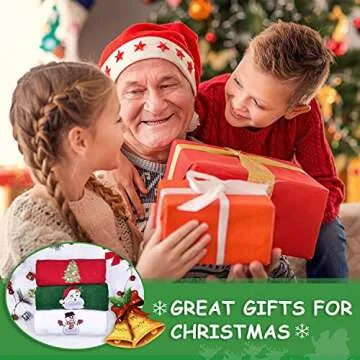 BYAWAY Christmas Hand Towels for Bathroom Kitchen Towel Decorative Set 25" x 16" Holiday Decor Dish Towels Fingertip Towel 100% Cotton Towel Gift Set（Green,White,Red）