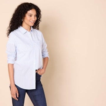 Classic-Fit Long Sleeve Cotton Poplin Shirt for Women