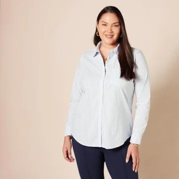 Classic-Fit Long Sleeve Cotton Poplin Shirt for Women