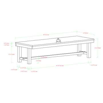 Rustic Farmhouse Wood Dining Bench - 60 Inch, Seats 3