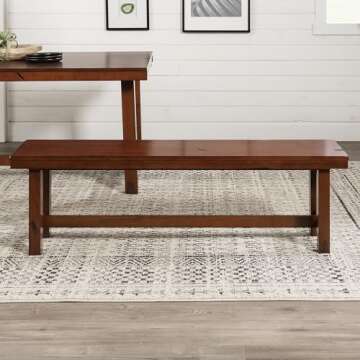 Rustic Farmhouse Wood Dining Bench - 60 Inch, Seats 3