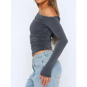 Yoawdats Women's One Shoulder Crop Tops for Y2K Style