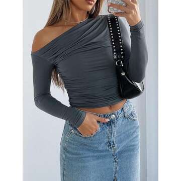 Yoawdats Women's One Shoulder Crop Tops for Y2K Style