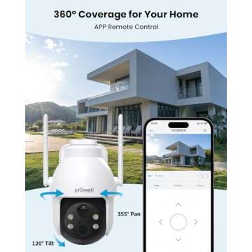 ieGeek Solar Security Cameras Wireless Outdoor, 2K WiFi Camera for Home Security System, Battery Pow...