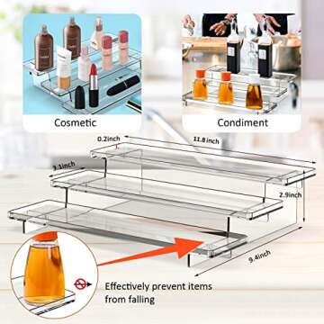 LJMBOEN 2 Sets Acrylic Display Risers Stands,11.8” Perfume Organizer, Clear Riser for Toys Collect...