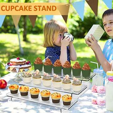 LJMBOEN 2 Sets Acrylic Display Risers Stands,11.8” Perfume Organizer, Clear Riser for Toys Collections,Cupcake Stand Dessert Display Shelf,Cosmetic Tabletop Use for Organizer and Decoration