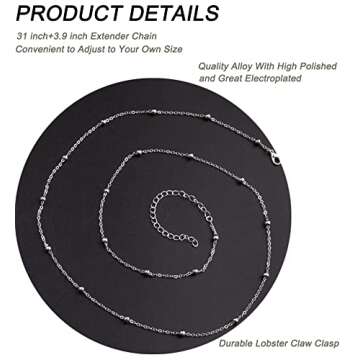 Vegolita 9Pcs Waist Belly Chain for Women Boho Multilayer Beach Bikini Body Chain Summer Adjustable Body Jewelry S