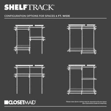 ClosetMaid ShelfTrack Wire Closet Organizer System, Adjustable from 4 to 6 Ft., With Shelves, Clothes Rods, Hardware, Durable Steel, White
