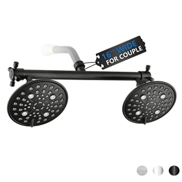 Proox Double Shower Head - High Pressure 6 Setting Dual Design for Couples & Singles
