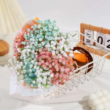 DEEMEI 21 PCS Babys Breath Artificial Flowers Fake Babys Breath Flowers Artificial Bulk White Gypsophila Bouquets Real Touch Faux Flowers for Wedding Floral Arrangement Party Home Decoration