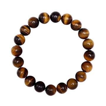 Adabele Real Natural Golden Yellow Tiger's Eye Gemstone Beaded Bracelet 7 inch Stretch Chakra Healing Crystal Stone Jewelry Energy Quartz Rock GB8-26