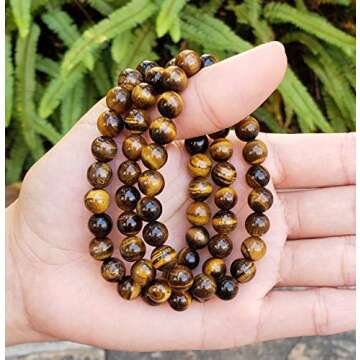 Adabele Real Natural Golden Yellow Tiger's Eye Gemstone Beaded Bracelet 7 inch Stretch Chakra Healing Crystal Stone Jewelry Energy Quartz Rock GB8-26