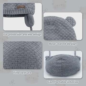 Duoyeree Kids Baby Hat Soft Warm Cable Knit Beanie Toddler Girl Fall Winter Hats(Dark Grey,6-12 Months)