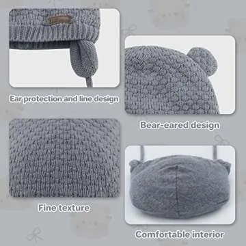 Duoyeree Kids Baby Hat Soft Warm Cable Knit Beanie Toddler Girl Fall Winter Hats(Dark Grey,6-12 Months)