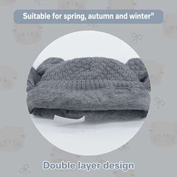 Duoyeree Kids Baby Hat Soft Warm Cable Knit Beanie Toddler Girl Fall Winter Hats(Dark Grey,6-12 Months)