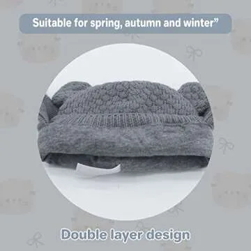 Duoyeree Kids Baby Hat Soft Warm Cable Knit Beanie Toddler Girl Fall Winter Hats(Dark Grey,6-12 Months)