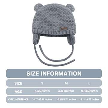 Duoyeree Kids Baby Hat Soft Warm Cable Knit Beanie Toddler Girl Fall Winter Hats(Dark Grey,6-12 Months)