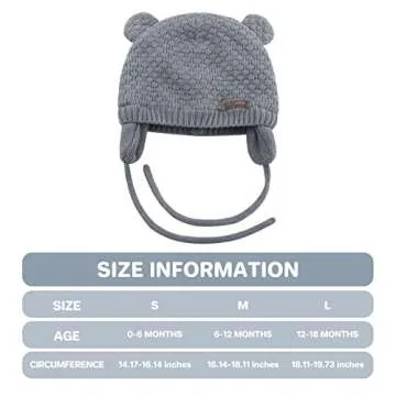 Duoyeree Kids Baby Hat Soft Warm Cable Knit Beanie Toddler Girl Fall Winter Hats(Dark Grey,6-12 Months)