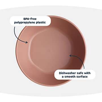 Tiny Twinkle Tableware 3 Pack Dish Set- BPA-Free Cups, Plates and Bowls Sets For Kids and Toddlers - Polypropylene Plastic Dinnerware Set (Sand, Cinnamon, Taupe) Round Bowl