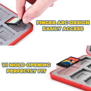 FUNLAB Switch Game Case Compatible with Nintendo Switch Games & Micro SD Cards, Switch Game Holder Cartridge Case with 24 Game Card Storage - Red