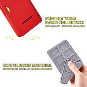 FUNLAB Switch Game Case Compatible with Nintendo Switch Games & Micro SD Cards, Switch Game Holder Cartridge Case with 24 Game Card Storage - Red