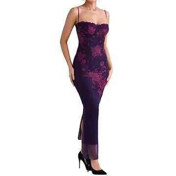 Women Sexy Backless Satin Maxi Dresses Spaghetti Strap Floral Print Dresses Slim Fit Elegant Long Dresses Night Party Outfits