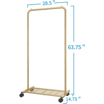 Simple Trending Golden Yellow Garment Rack with Wheels