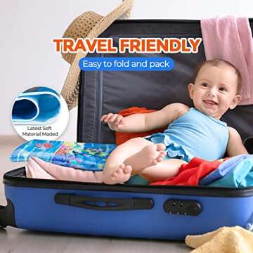 Hitituto Inflatable Tummy Time Mat Premium Baby Water Mat for Infants Toddlers is Neutral Funny Play Activity Center for Stimulation Growth Sensory Development as Baby Girl Boy Pop Toy 3 to 24 Months