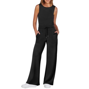 ANRABESS Women's Casual Summer Dressy Jumpsuit - Versatile Wide Leg Outfit in Black