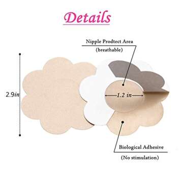 40 Pairs Nipple Covers Disposable, Breast Pasties Comfortable & Sexy, Adhesive Satin Petals Pasties ...