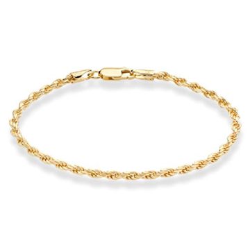 Miabella 18K Gold Over Sterling Silver Italian 2mm, 3mm Diamond-Cut Braided Rope Chain Anklet Ankle ...