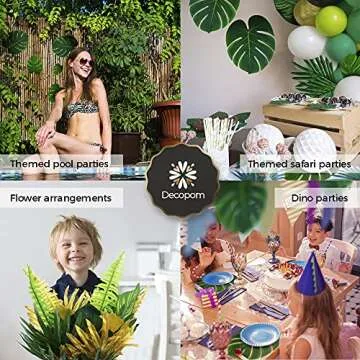 84 Palm Leaves Set for Tropical Party and Decor