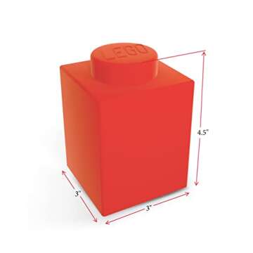 IQ Lego Classic 1x1 Silicone Night Light - Red - 3 inch x 3 inch x 4.5 inch, Ages 6 and up (LP38) Po...