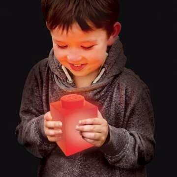 IQ Lego Classic 1x1 Silicone Night Light - Red - 3 inch x 3 inch x 4.5 inch, Ages 6 and up (LP38) Portable Flexible Nightlight for Kids Teens Bedroom Gaming Room Home Decor