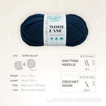 Lion Brand Wool-Ease Thick & Quick Yarn 3 Pack in Petrol Blue