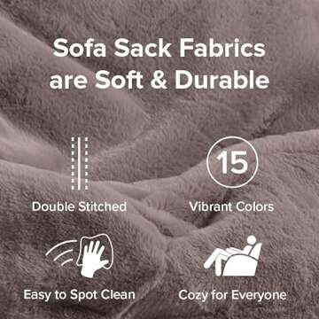 Sofa Sack Bean Bag Chair - Plush, Ultra Soft - Memory Foam Bean Bag Chair with Faux Rabbit Fur Cover - Stuffed Foam Filled Furniture and Accessories for Dorm Room 5 Feet - Gray