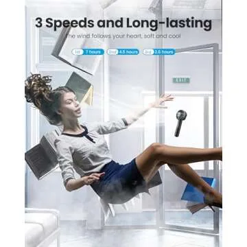 Gaiatop Mini Portable Fan, Small and Powerful, Cute Design 3 Speed Personal Handheld and Desktop with Base, Lightweight USB Rechargeable for Makeup Stylish Girl Women Travel Indoor Outdoor Black