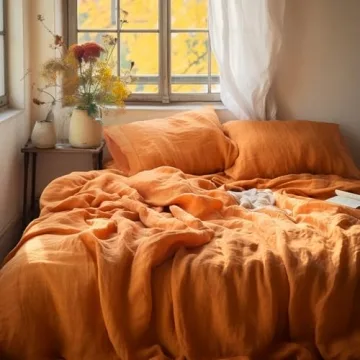 S VICTORY SYMBOL 100% Organic Linen Sheets Set Queen Size,European Flax Linen Bed Sheets(1 Flat Shee...