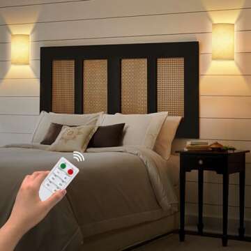 YTO Wall Sconces Battery Operated with Remote,Wall Lights Wireless Rechargeable LED Dimmable Wall La...