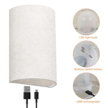 YTO Wall Sconces Battery Operated with Remote,Wall Lights Wireless Rechargeable LED Dimmable Wall Lamp Set of 2 for Bedroom Indoor Decorative Living Room