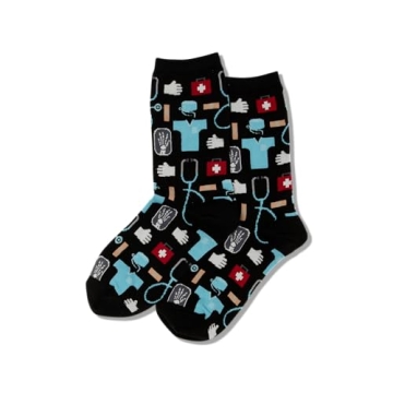 Hot Sox womens Novelty Occupation Crew Casual Sock, Medical (Black), Size 9-11