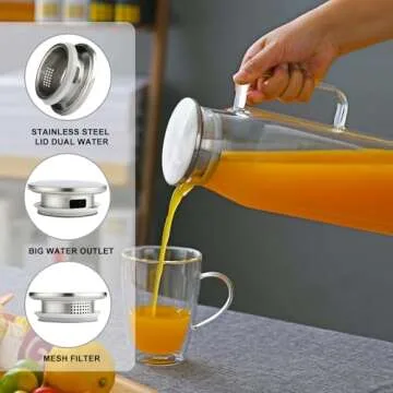 1.8 Liter Heat Resistant Glass Pitcher for Entertaining